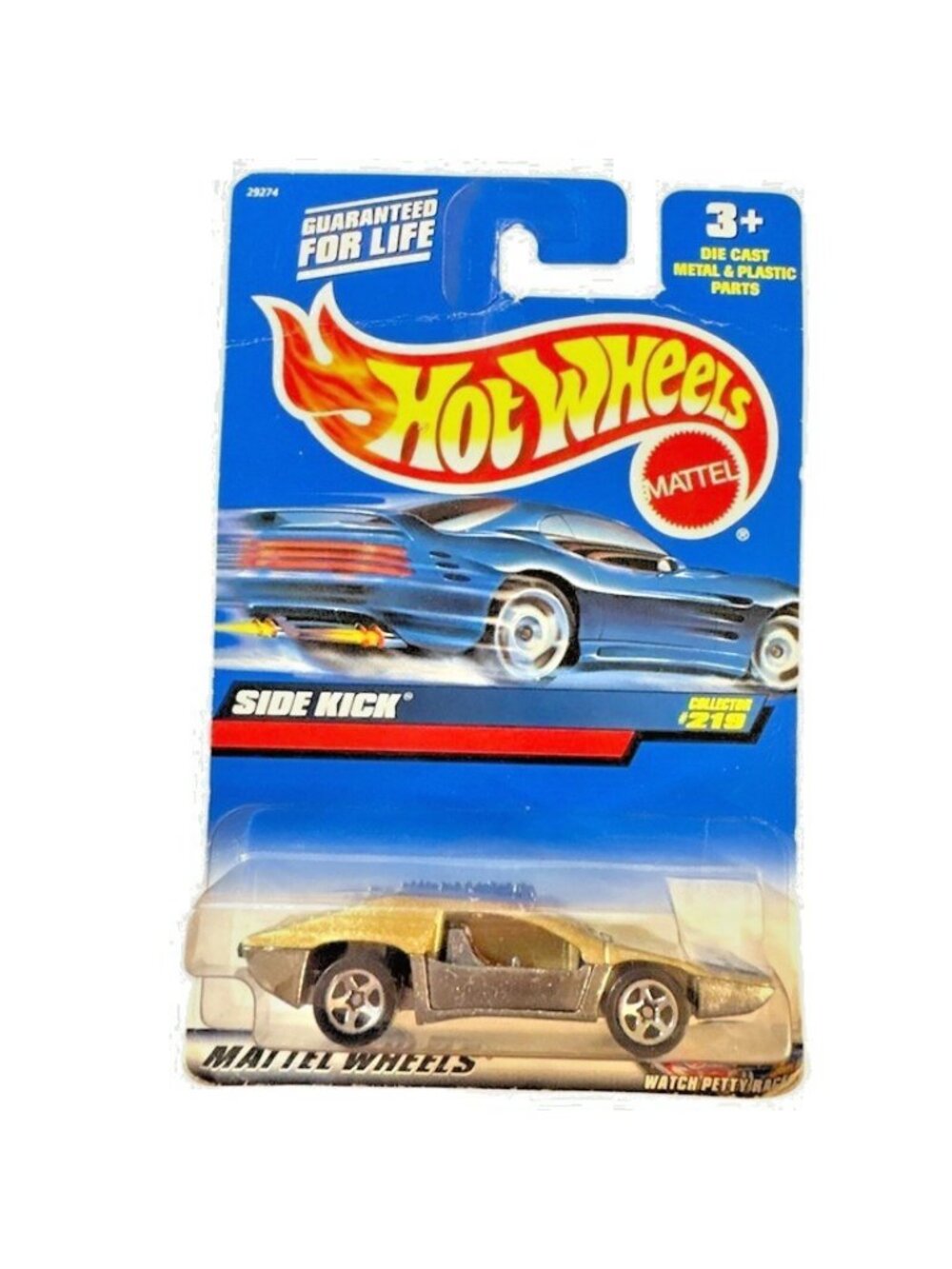 Vintage Die Cast Hot Wheels Side Kick Car Collector #219 Gold Black 1999 Mattel
